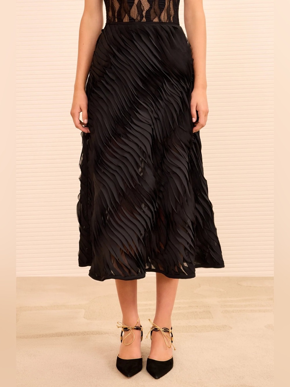 NWT ULLA JOHNSON Amiko Midi Skirt in Noir sz 2 $850
